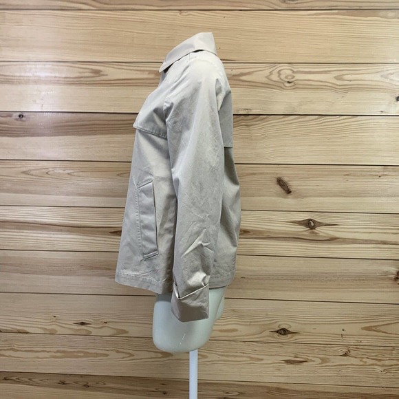 Everlane Swing Trench Coat XS Khaki Beige Jacket Short Body Cotton Preppy B9 - Picture 5 of 10